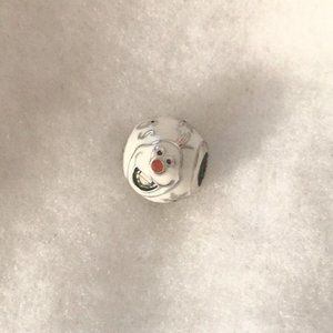 Pandora White Olaf Snowman Charm with Orange Nose
